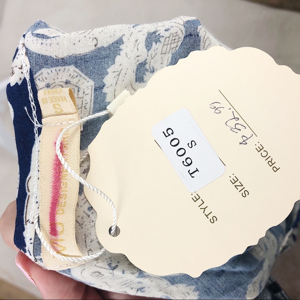 NEW! MJ Designer Paris Blue Ornate Peplum Top S - Picture 5 of 5